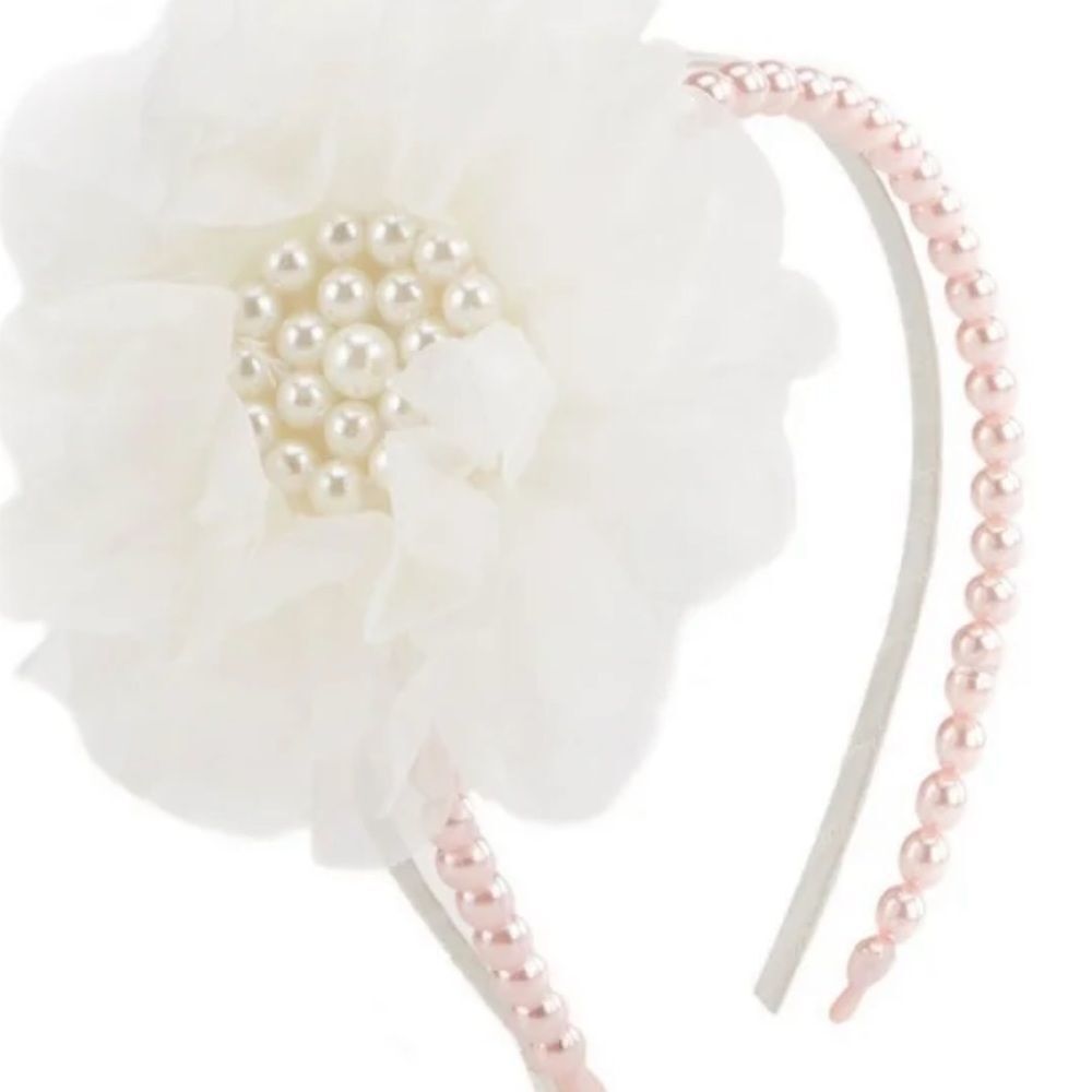 Copper key ivory pearl pink headband